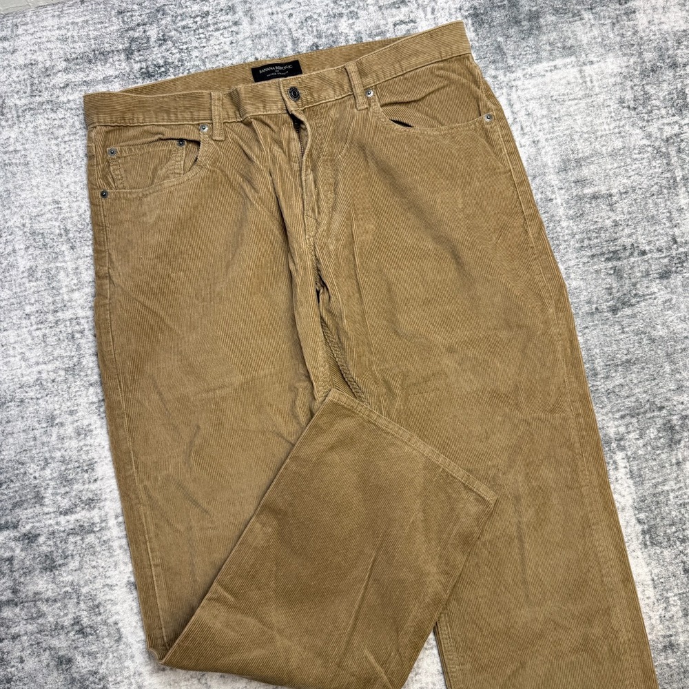 Banana Republic Corduroy Pants Men 36x30 Brown Pinwale Vintage Straight 5 Pocket
